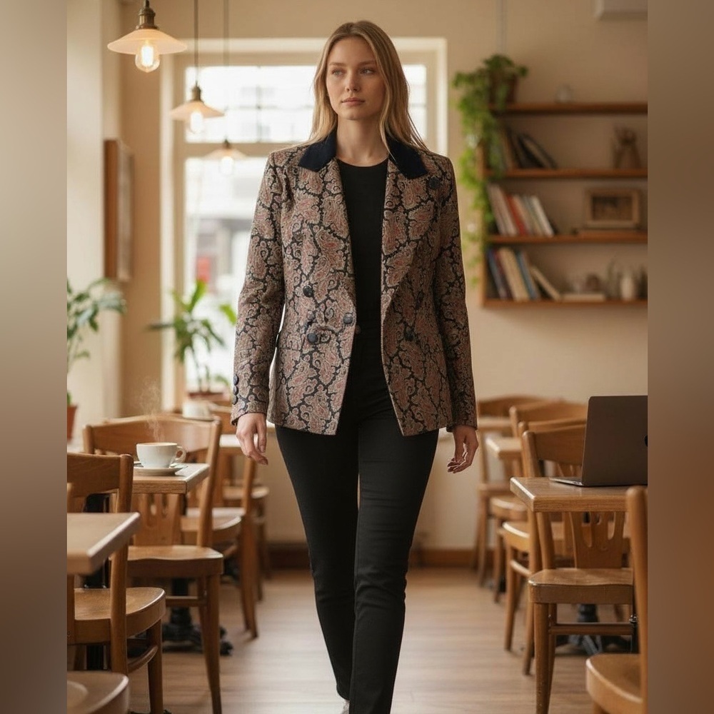 Escada Vintage Paisley Double-Breasted Blazer